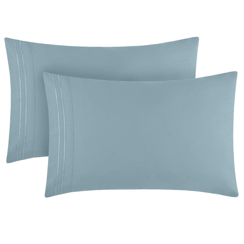 Mellanni Pillow Cases - Luxury, Extra Soft, Cooling Pillow Covers - 2 PC Iconic Collection Pillowcases - Envelope Closure (Standard/Queen 20"x30", Spa Blue) - Image 1